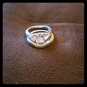 3 karat white sapphire wedding set.